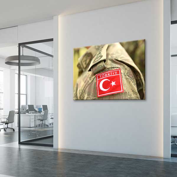 Türk Askeri Kamuflajı ve Bayrak Yaması Kanvas Tablo – 11244