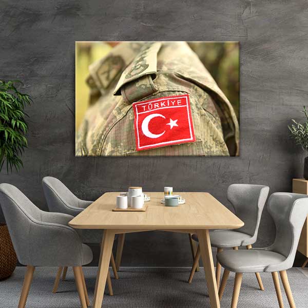 Türk Askeri Kamuflajı ve Bayrak Yaması Kanvas Tablo – 11244
