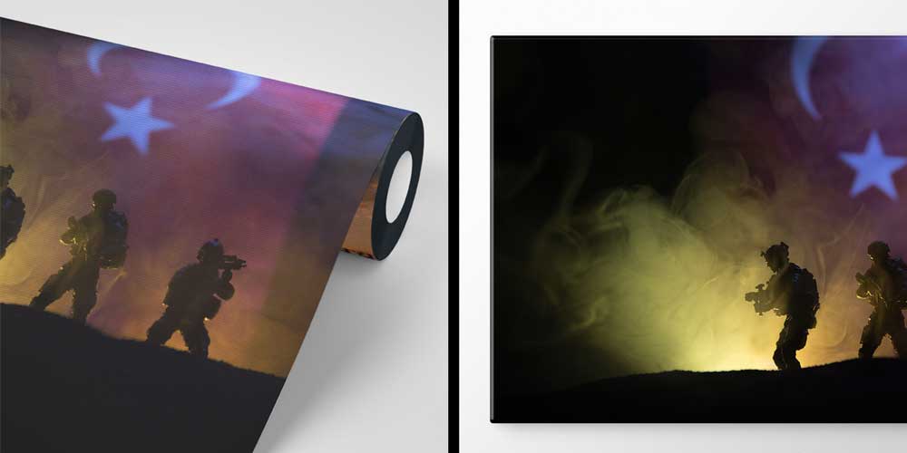 askeri-duvar-dekorasyonu-10990-04 Türk Bayrağı ve Asker Silüetli Duvar Kağıdı 10990