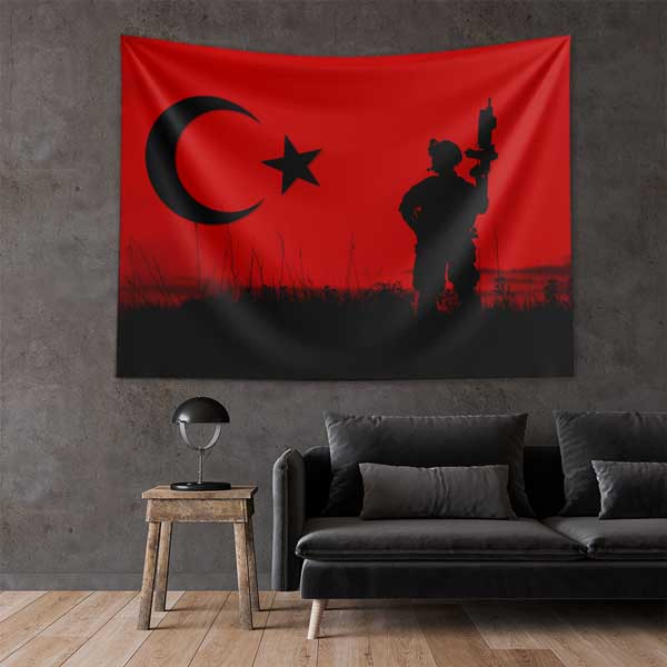 Türk Bayrağı ve Asker Silüetli Duvar Dekoru 11069