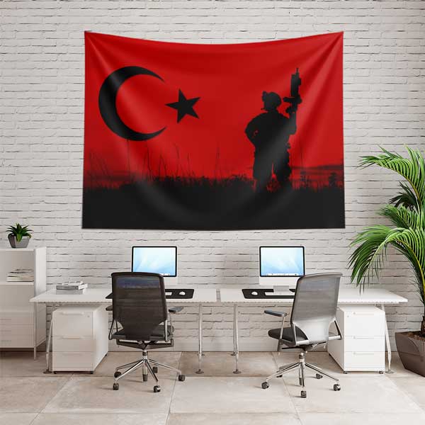 Türk Bayrağı ve Asker Silüetli Duvar Dekoru 11069