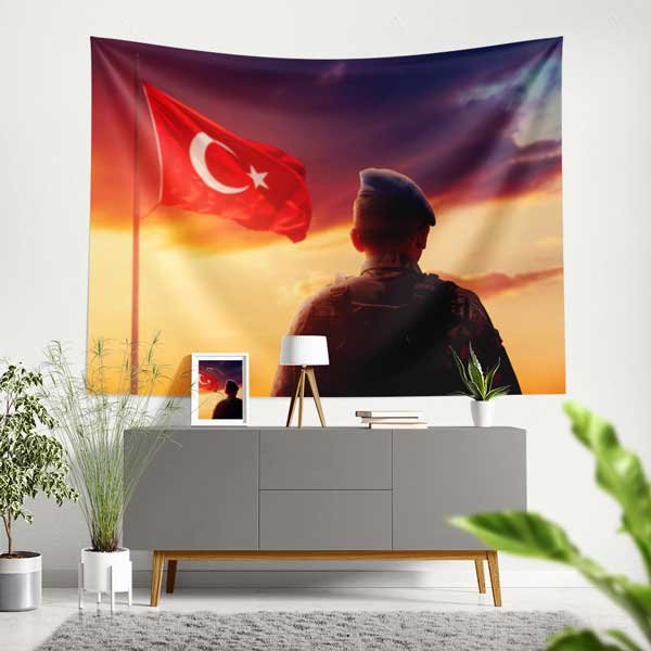 Türk Askeri ve Bayrak Manzaralı Duvar Örtüsü 11091