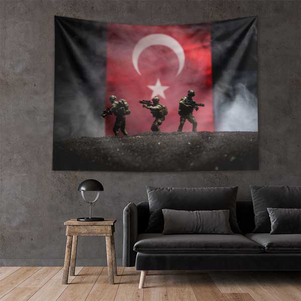 askeri-duvar-dekoru-11092-01 Türk Askeri Timi ve Bayrak Duvar Örtüsü 11092