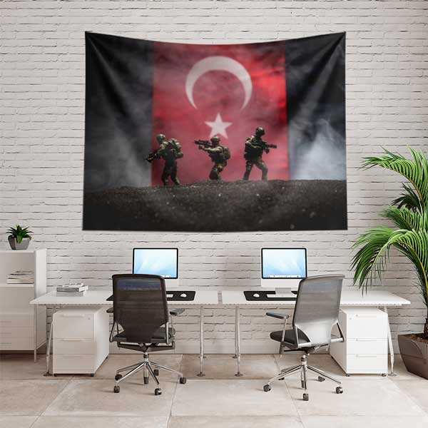 askeri-duvar-dekoru-11092-02 Türk Askeri Timi ve Bayrak Duvar Örtüsü 11092