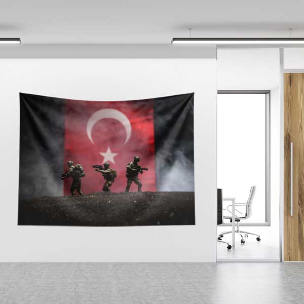 askeri-duvar-dekoru-11092-03 Türk Askeri Timi ve Bayrak Duvar Örtüsü 11092