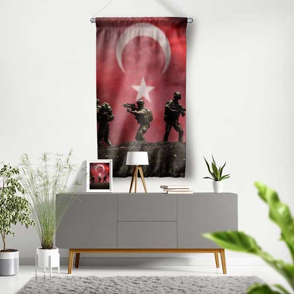 Askeri Duvar Dekoru | Türk Bayrağı ve Askerler 11166