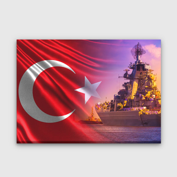 Türk Bayraklı Büyük Savaş Gemisi Kanvas Tablo – 11201