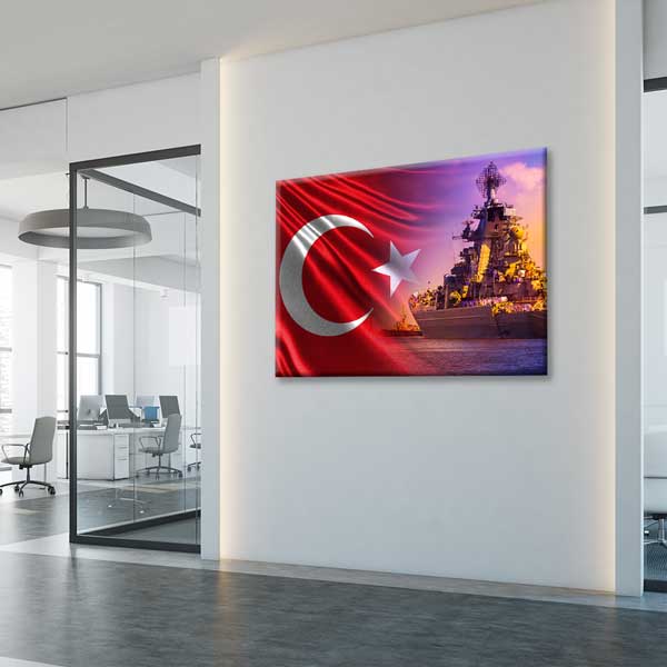 Türk Bayraklı Büyük Savaş Gemisi Kanvas Tablo – 11201