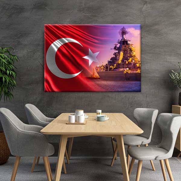 Türk Bayraklı Büyük Savaş Gemisi Kanvas Tablo – 11201