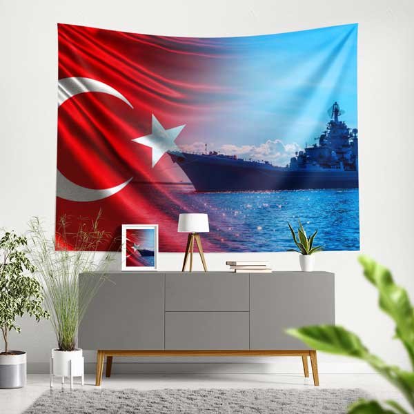 askeri-duvar-ortusu-11042-00 Türk Bayrağı ve Denizaltı Temalı Duvar Örtüsü 11042