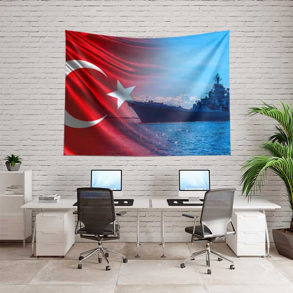 Türk Bayrağı ve Denizaltı Temalı Duvar Örtüsü 11042