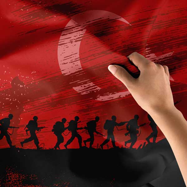 Türk Bayrağı ve Asker Silüetli Duvar Örtüsü 11068