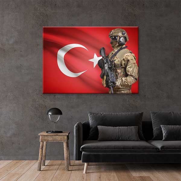 Türk Bayrağı ve Mehmetçik Temalı Kanvas Tablo – 11234