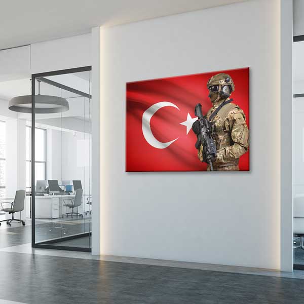 Türk Bayrağı ve Mehmetçik Temalı Kanvas Tablo – 11234