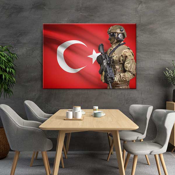 Türk Bayrağı ve Mehmetçik Temalı Kanvas Tablo – 11234