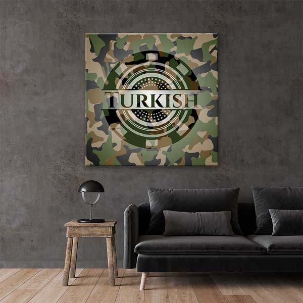 Türk Askeri Amblemli Kamuflaj Duvar Tablosu – 11273