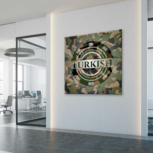 Türk Askeri Amblemli Kamuflaj Duvar Tablosu – 11273