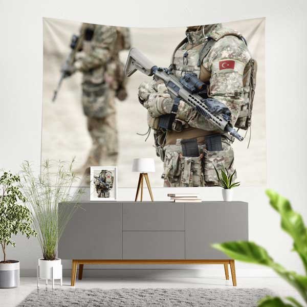 Türk Askeri Kamuflaj Desenli Duvar Örtüsü - Özel Kuvvetler Temalı 11095
