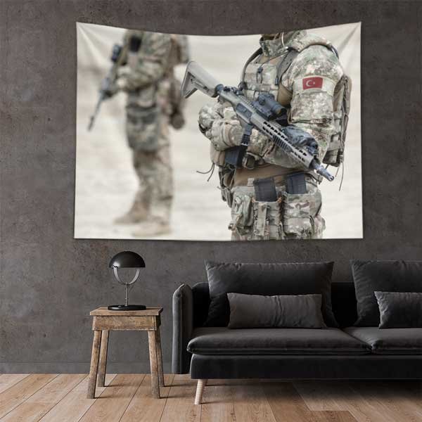 Türk Askeri Kamuflaj Desenli Duvar Örtüsü - Özel Kuvvetler Temalı 11095