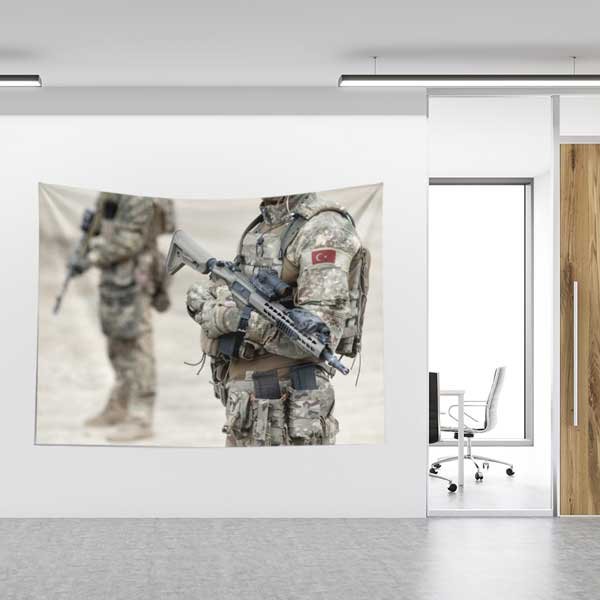 Türk Askeri Kamuflaj Desenli Duvar Örtüsü - Özel Kuvvetler Temalı 11095