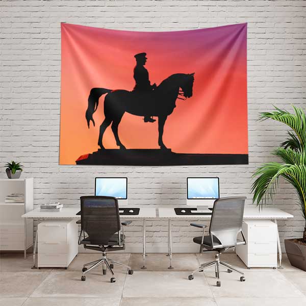 Gün Batımı Atatürk Atlı Asker Silüeti Duvar Örtüsü 11077