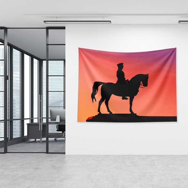 Gün Batımı Atatürk Atlı Asker Silüeti Duvar Örtüsü 11077