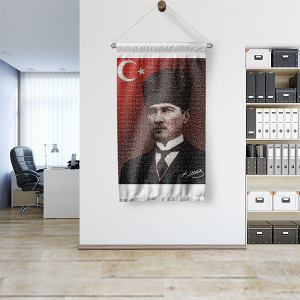 ataturk-bayrak-dekor-6230-03 Atatürk Türk Bayrağı Temalı Duvar Flaması Kumaş Baskı 6230
