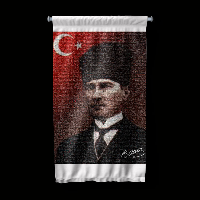 ataturk-bayrak-dekor-6230-04 Atatürk Türk Bayrağı Temalı Duvar Flaması Kumaş Baskı 6230