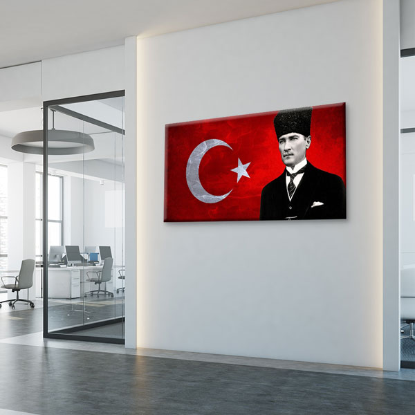 Türk Bayrağı Fonlu Atatürk Portre Duvar Tablosu – 6198