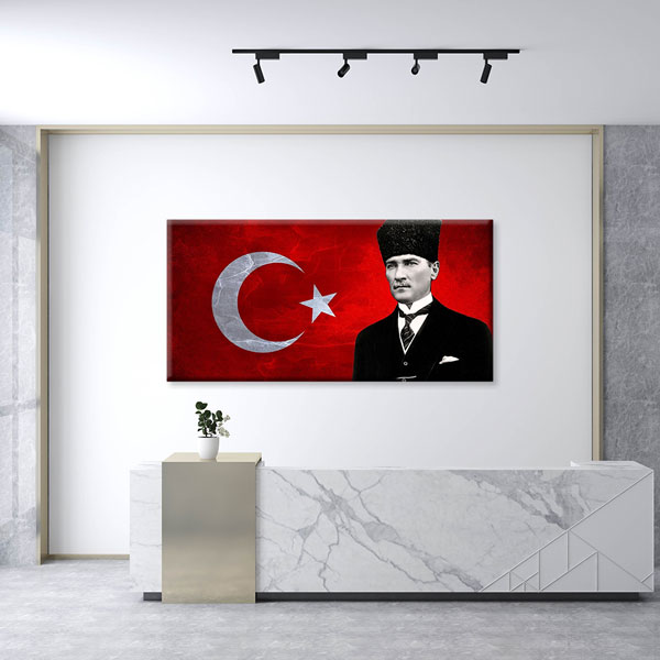 Türk Bayrağı Fonlu Atatürk Portre Duvar Tablosu – 6198