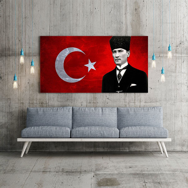 Türk Bayrağı Fonlu Atatürk Portre Duvar Tablosu – 6198