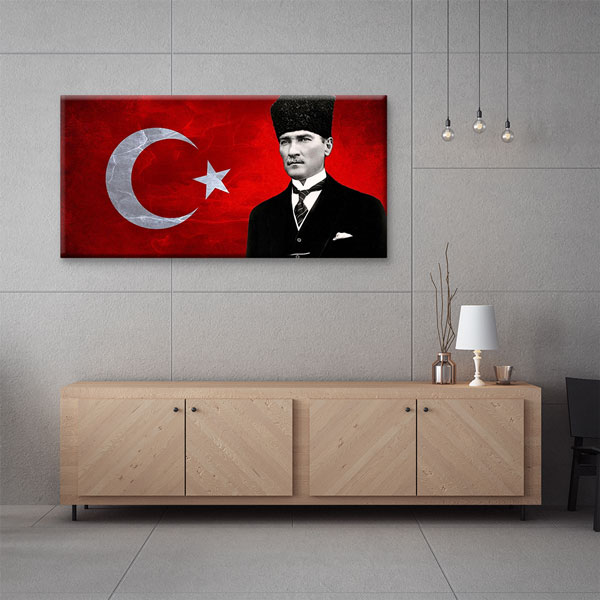 Türk Bayrağı Fonlu Atatürk Portre Duvar Tablosu – 6198