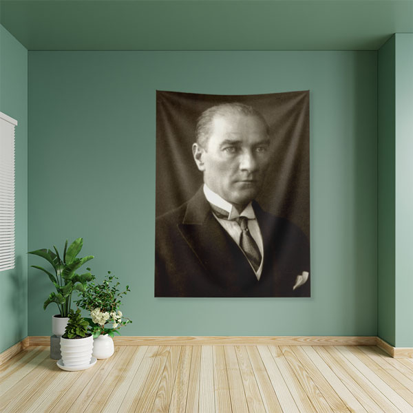 Atatürk Klasik Portre Duvar Örtüsü Kumaş Baskı 6207