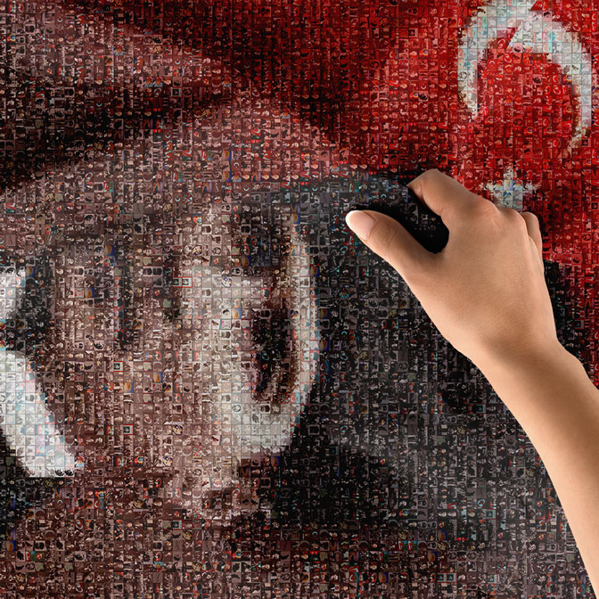 Atatürk Türk Bayraklı Portre Duvar Örtüsü Kumaş Baskı 6213