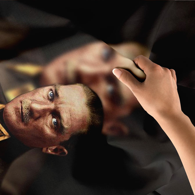 Atatürk Çift Portre Duvar Örtüsü Kumaş Baskı 6216