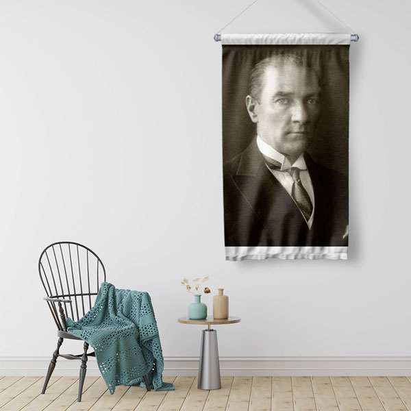 Atatürk Klasik Portre Duvar Flaması Kumaş Baskı 6227