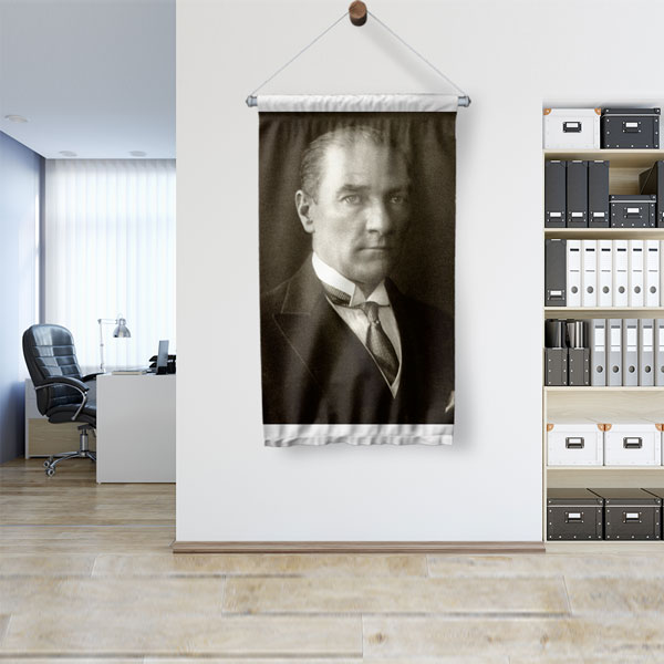 Atatürk Klasik Portre Duvar Flaması Kumaş Baskı 6227