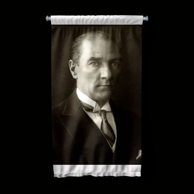 Atatürk Klasik Portre Duvar Flaması Kumaş Baskı 6227