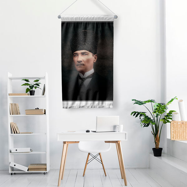 Atatürk Klasik Portre Duvar Flaması Kumaş Baskı 6232