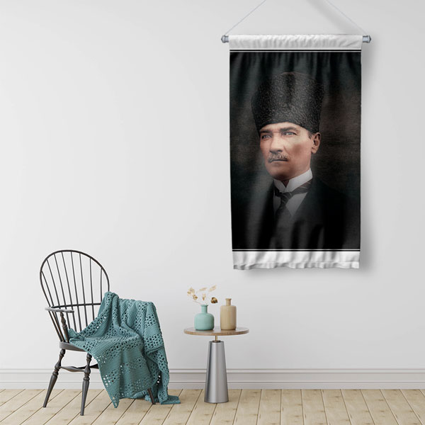 Atatürk Klasik Portre Duvar Flaması Kumaş Baskı 6232