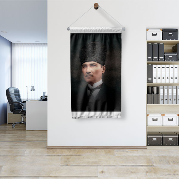 Atatürk Klasik Portre Duvar Flaması Kumaş Baskı 6232
