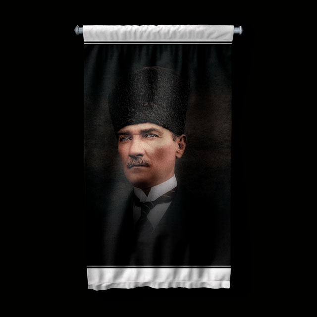 Atatürk Klasik Portre Duvar Flaması Kumaş Baskı 6232