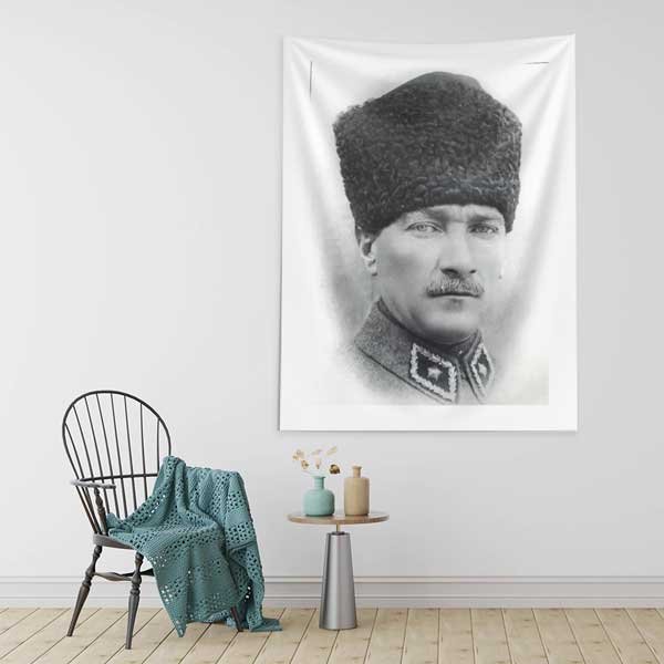 Atatürk Klasik Portre Duvar Flaması Kumaş Baskı 14329