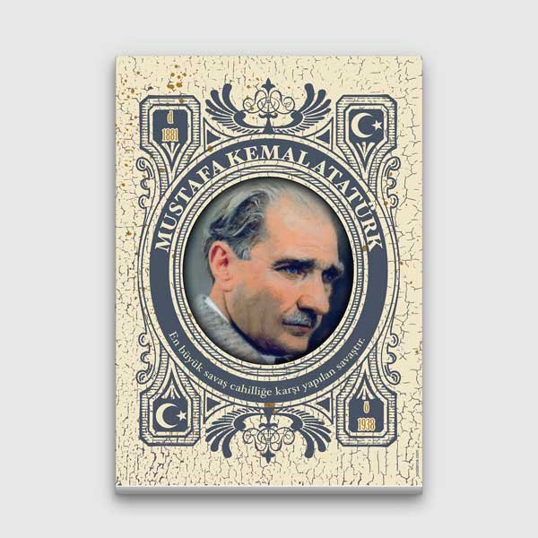 ataturk-duvar-giydirme-f-544-00 Atatürk Sözlü Nostaljik Portre Kanvas Tablo F-544