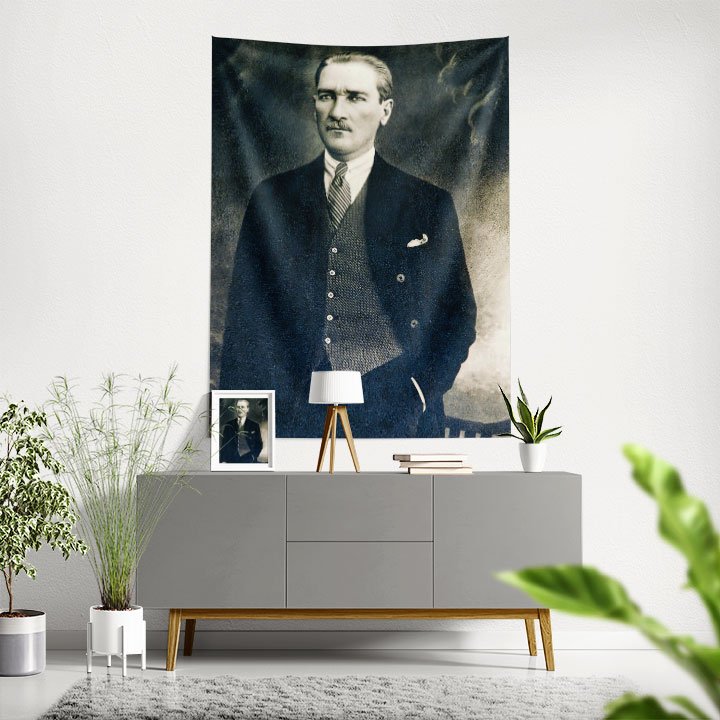 Atatürk Portreli Duvar Örtüsü Kumaş Baskı 6201