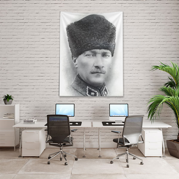 ataturk-duvar-ortusu-6210-02 Atatürk Kalpaklı Portre Duvar Örtüsü Kumaş Baskı 6210