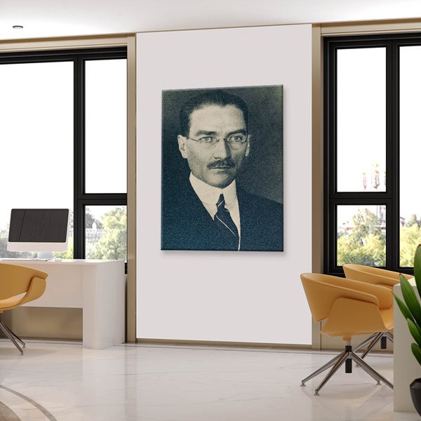 Atatürk Portresi Gözlüklü Klasik Poz Kanvas Tablo 6179