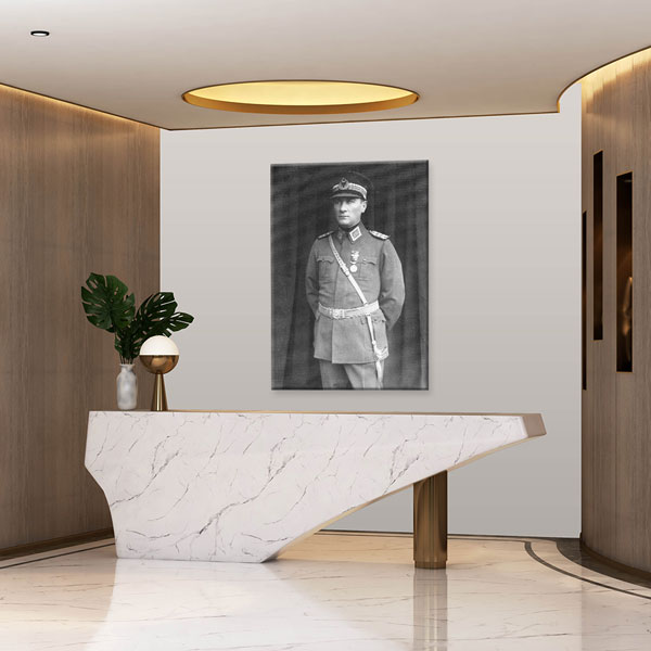 ataturk-duvar-tablo-6183-03 Atatürk Genç Subay Portresi Kanvas Tablo 6183