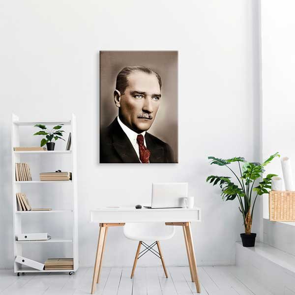 Renkli Klasik Atatürk Portre Kanvas Tablo 13936