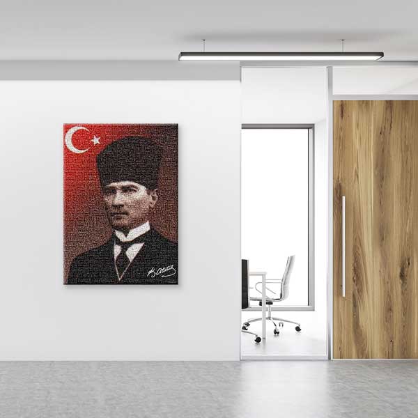 ataturk-duvar-tablosu-f-602-02 Türk Bayrağı Fonlu Atatürk Duvar Tablosu F-602